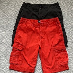 Pair of 2 GAP Factory Men's Cargo Shorts in Charcoal and Orange